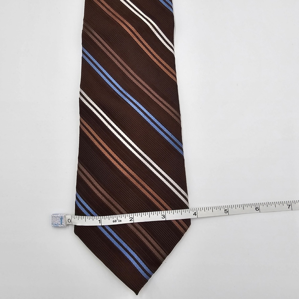 COVINGTON silk striped necktie‎ brown blue white men business formal accessory